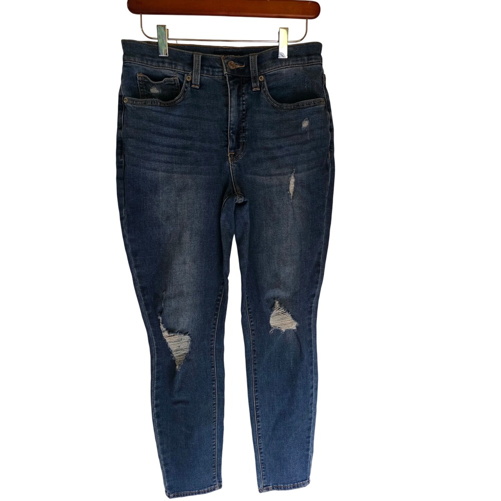 Lucky Brand Bridgette High Rise Skinny Jeans Blue Distressed Womens 6/28 Regular